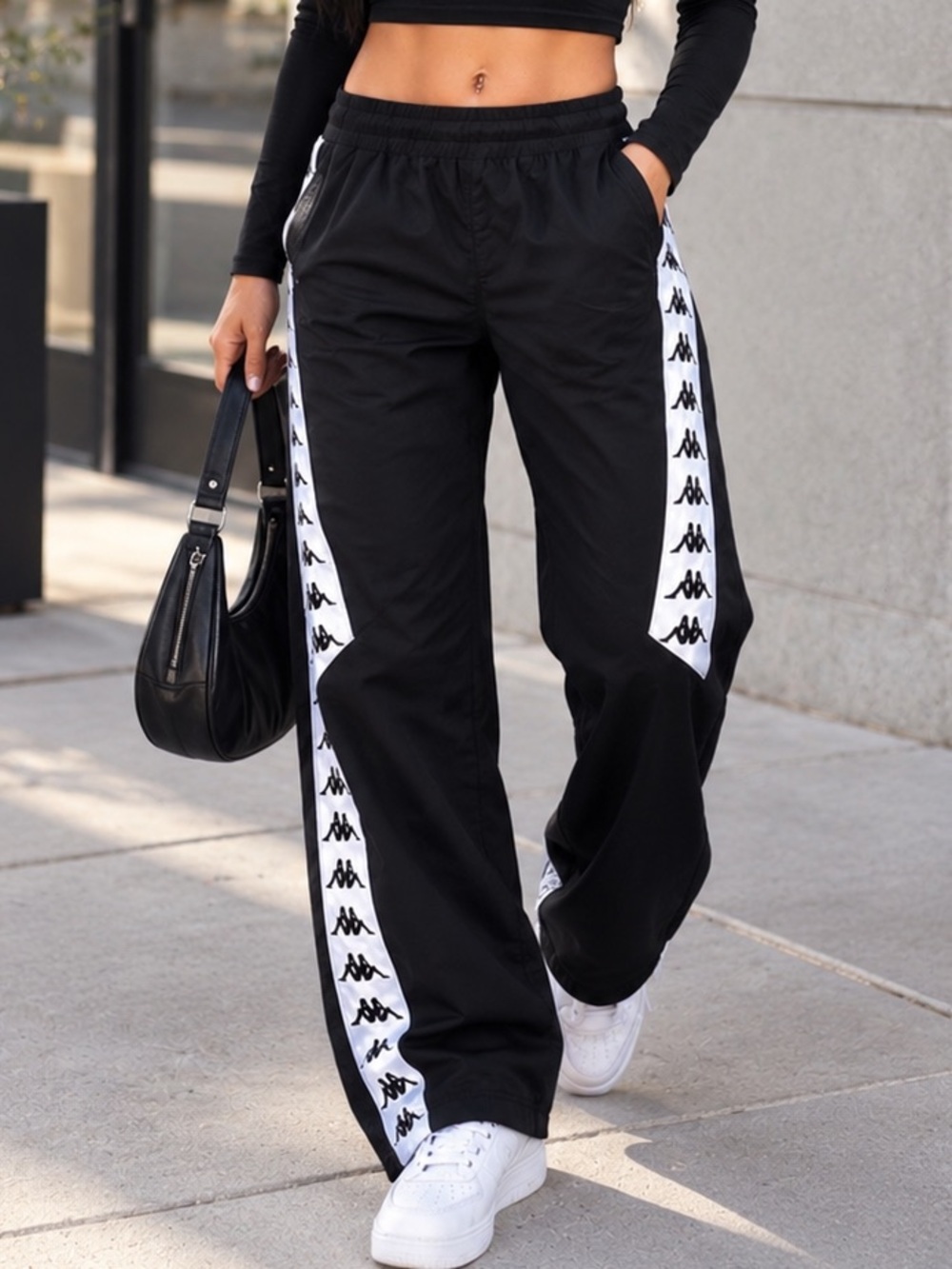Kappa Black Logo Tape Track Jogger Pants Small Unisex Streetwear Athletic Small